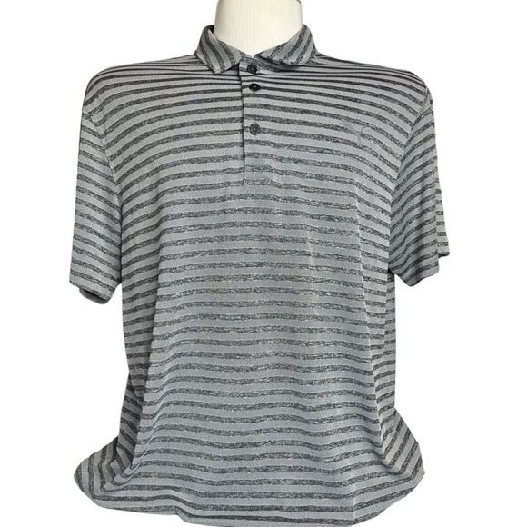 Puma Golf Polo Shirt Mens XL Gray Striped - Picture 1 of 9